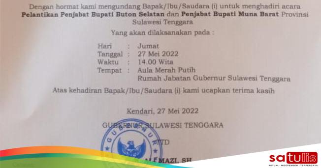 Ali Mazi Lantik Pj Bupati Busel Dan Mubar Hari Ini Satulis